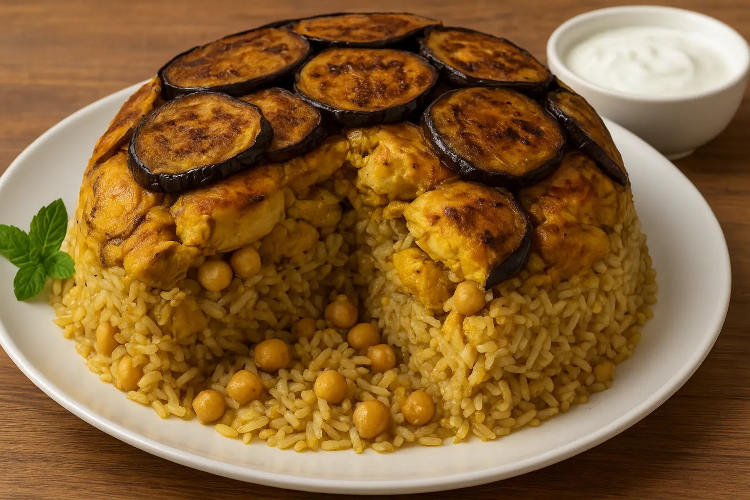 🍆🍗🇵🇸 المقلوبة الفلسطينية: سيمفونية الباذنجان والدجاج وتراث الأرض