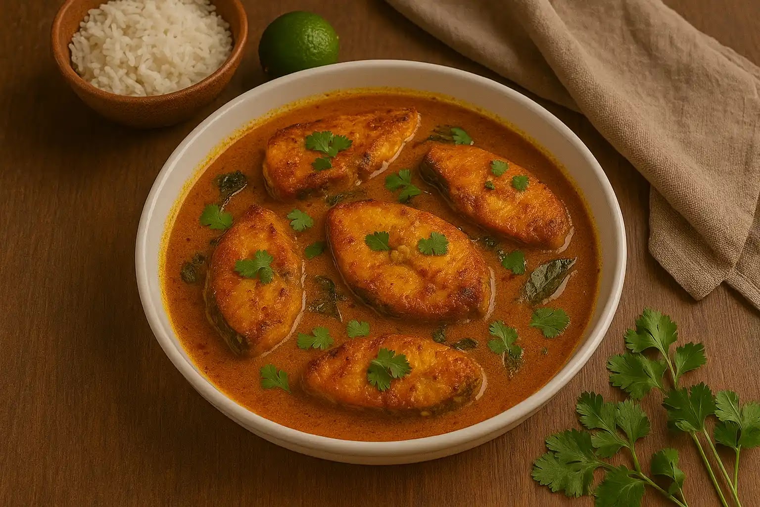 🐟🥥🌶️ كاري السمك الهندي – نكهة آسيوية حارة بحليب جوز الهند