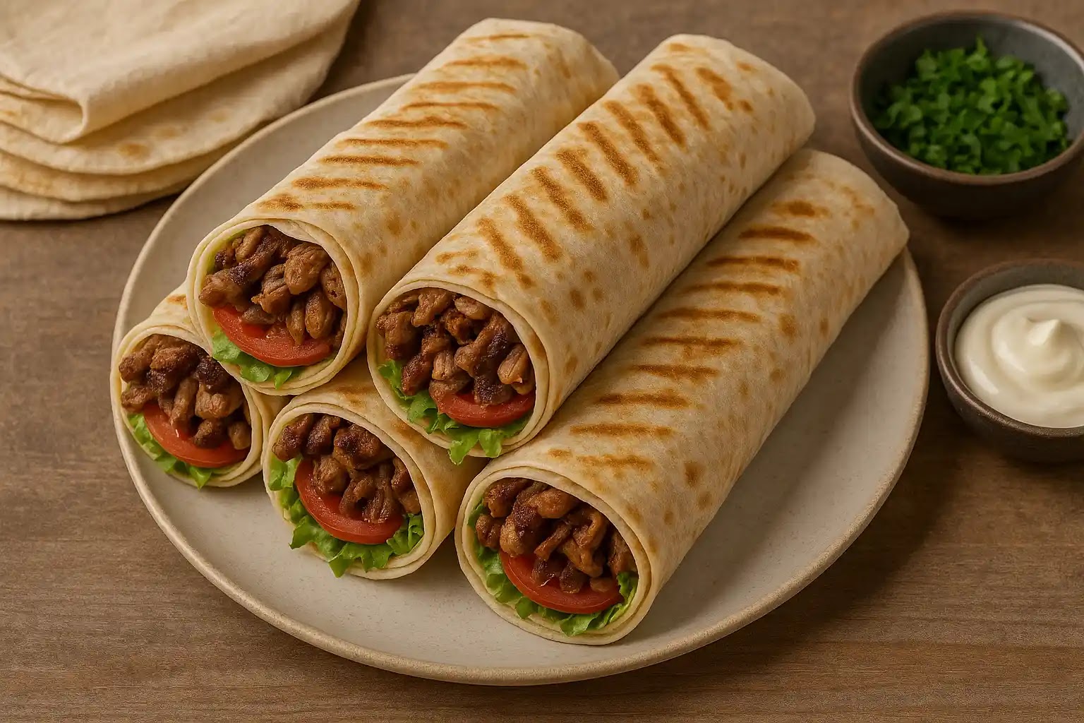 🌯 الشاورما السورية – أسرار التتبيلة وطريقة اللف مثل مطاعم دمشق