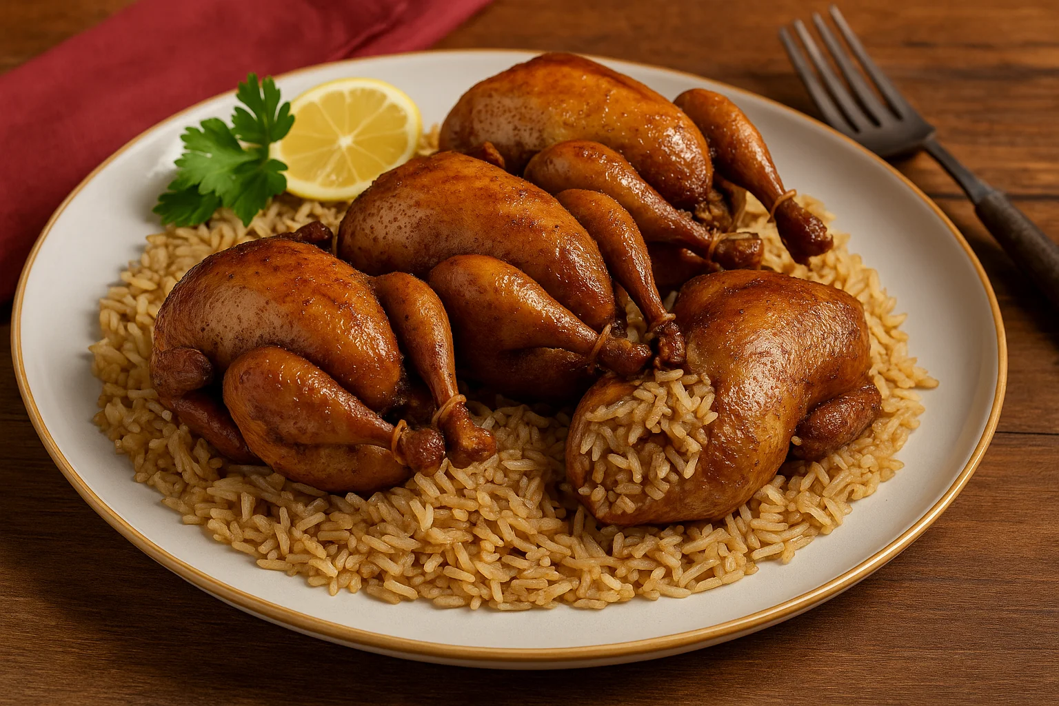 🕊️ الحمام المحشي بالأرز – نكهة مصرية فاخرة تستحق التجربة