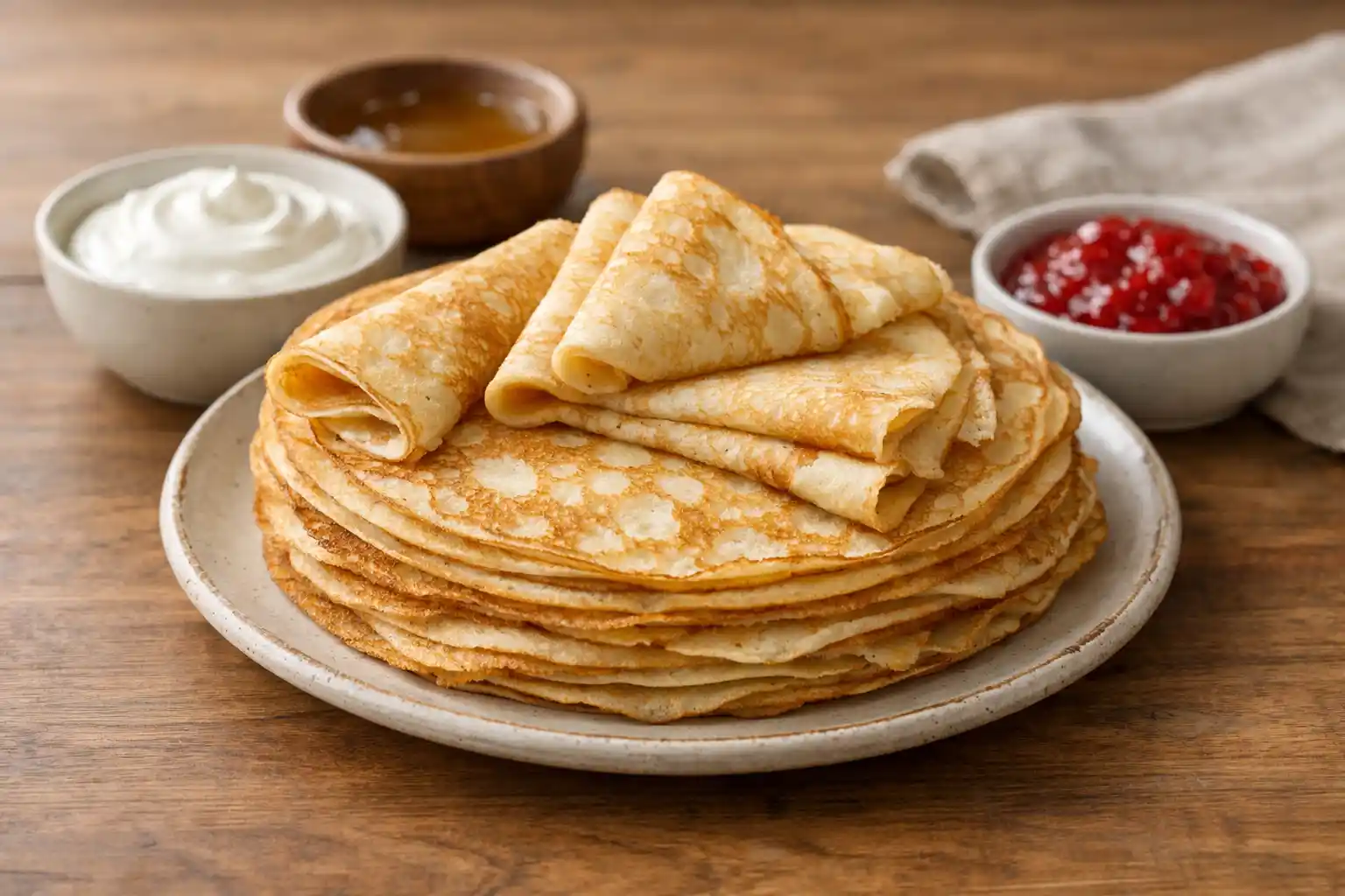 بليني روسي رقيق – فطائر خفيفة بحشوات حلوة ومالحة