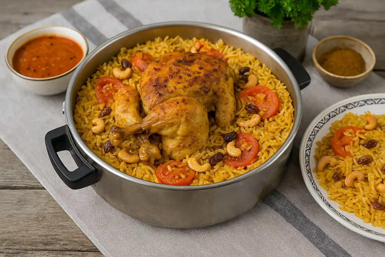 المضغوط بالدجاج – نكهة القِدر والبهارات الحجازية الأصيلة