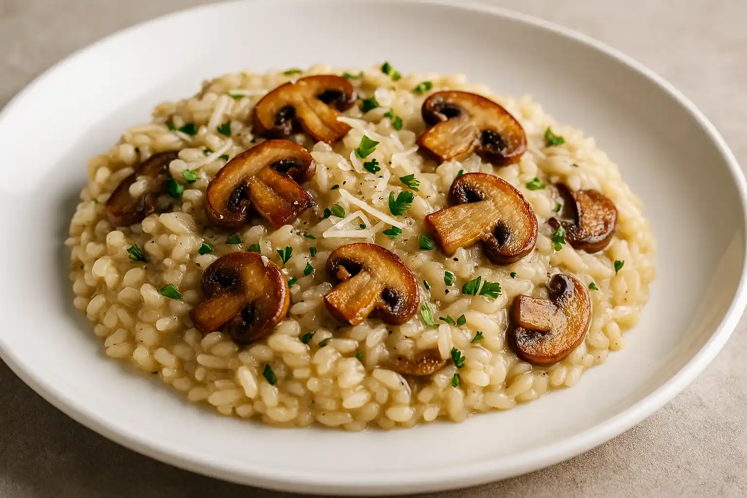 🍄 ريزوتو الفطر (Mushroom Risotto) – الطبق الإيطالي الكريمي الأشهر