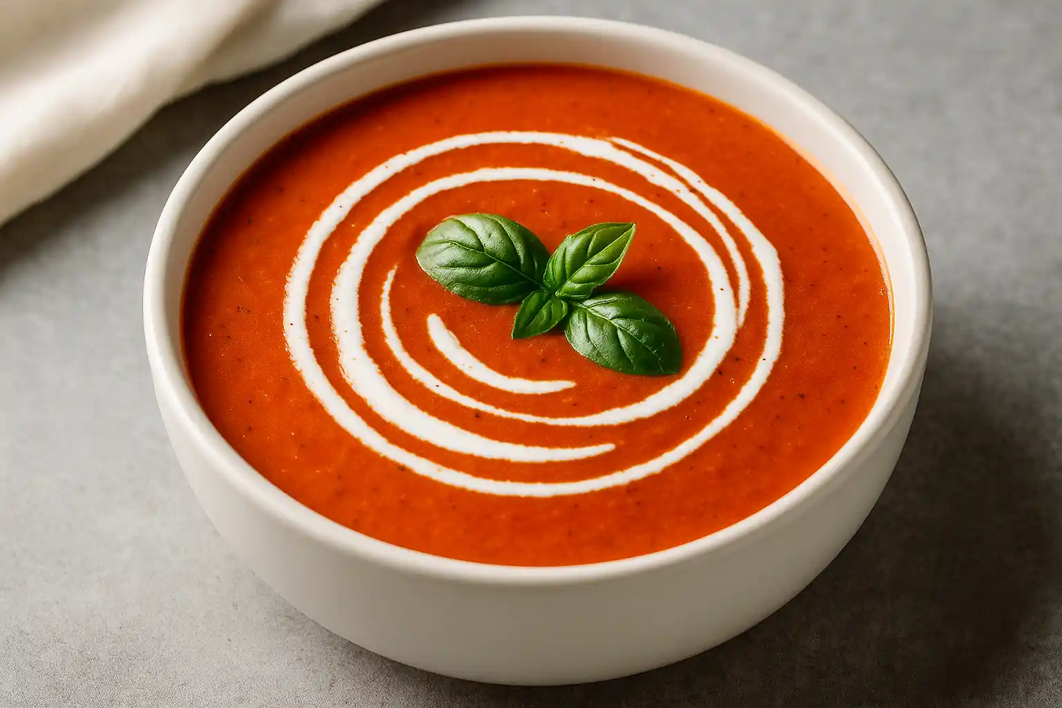 🍅 شوربة الطماطم الإيطالية بالكريمة – نكهة دافئة تجمع بين الحموضة والنعومة