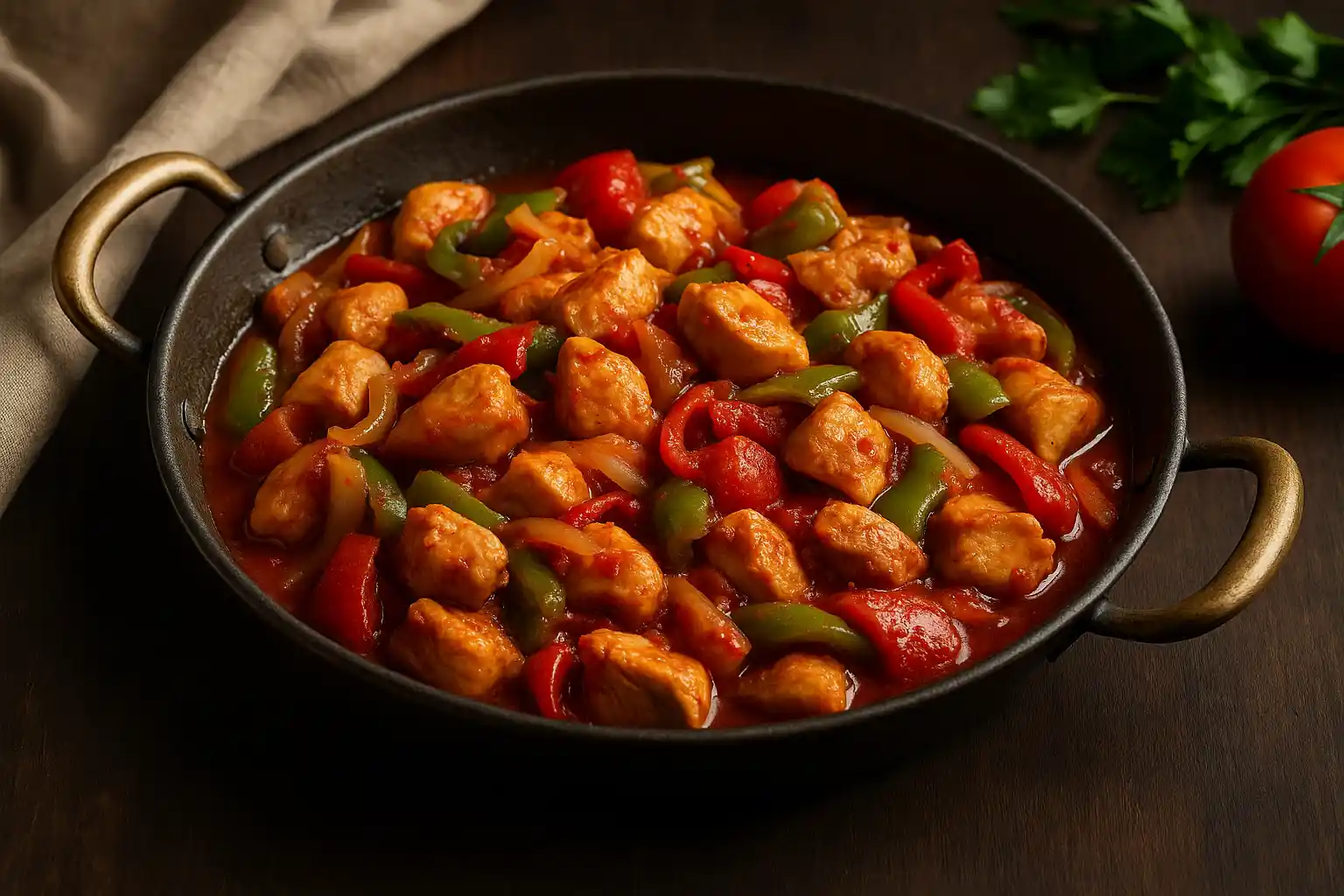 🍛 دجاج سوتيه التركي (Tavuk Sote) – مكعبات الدجاج مع الخضار بنكهة تركية منزلية