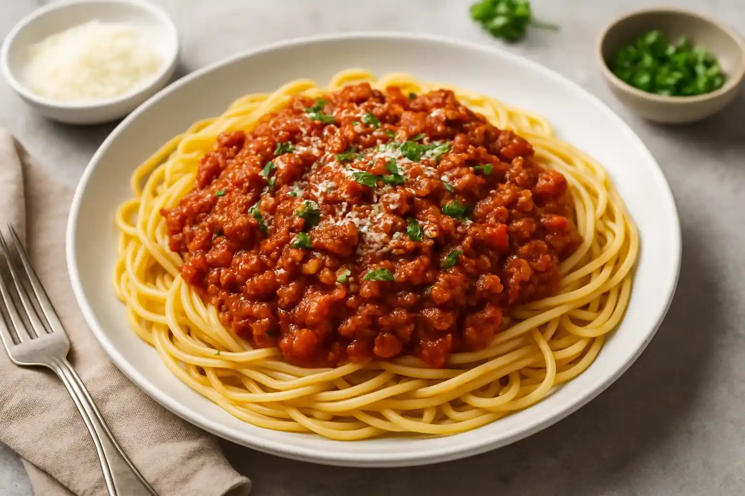 🍝 سباغيتي بولونيز – صلصة اللحم الإيطالية الكلاسيكية بنكهة عميقة وغنية