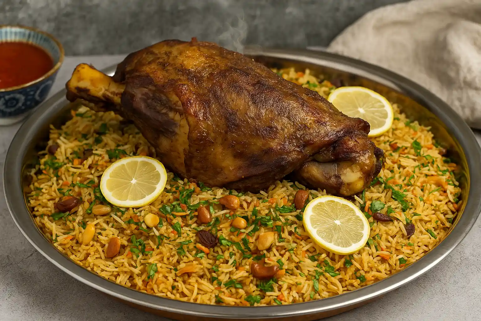 🔥 المندي السعودي – نكهة التنور وسرّ اللحم الطري المدخّن