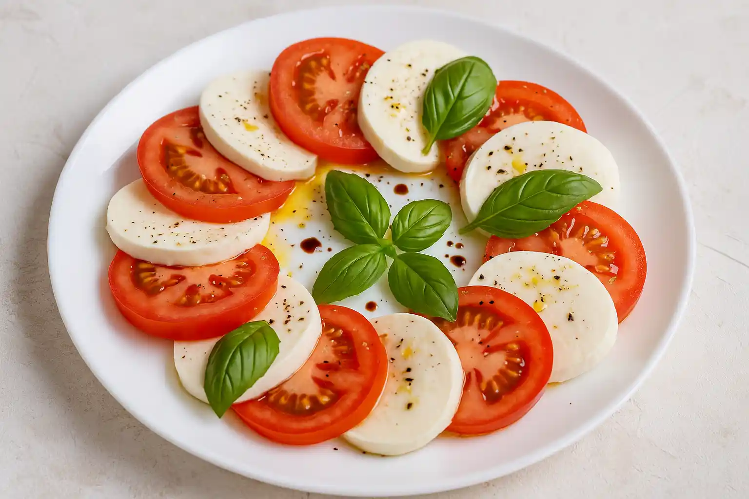🥗 سلطة كابريزي (Caprese Salad) – البساطة الإيطالية في أبهى صورها