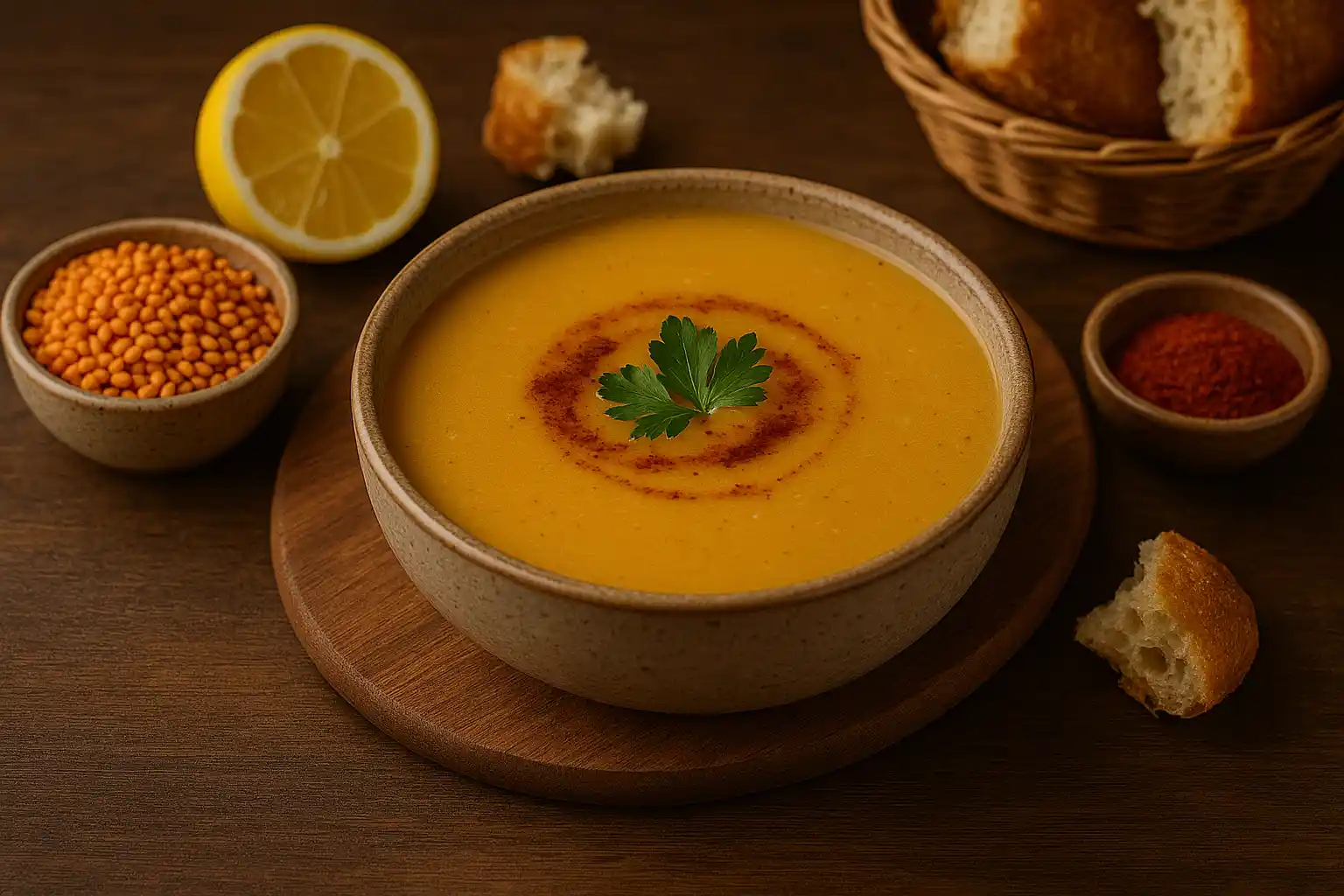 🥣 شوربة العدس التركية – نكهة دافئة من المطبخ الأناضولي