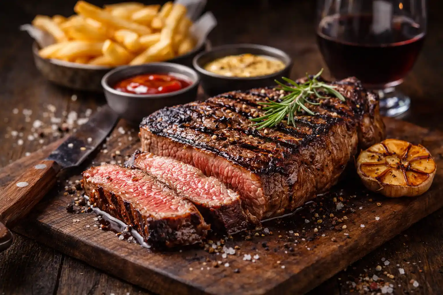 🥩 ستيك اللحم الأمريكي – درجات الاستواء، أنواع القطع، وتقنيات الشوي الاحترافية