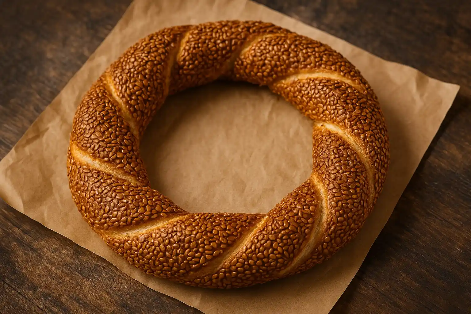 🥯 السميت التركي (Simit) – الخبز الذهبي المقرمش بسمسم إسطنبول الشهير