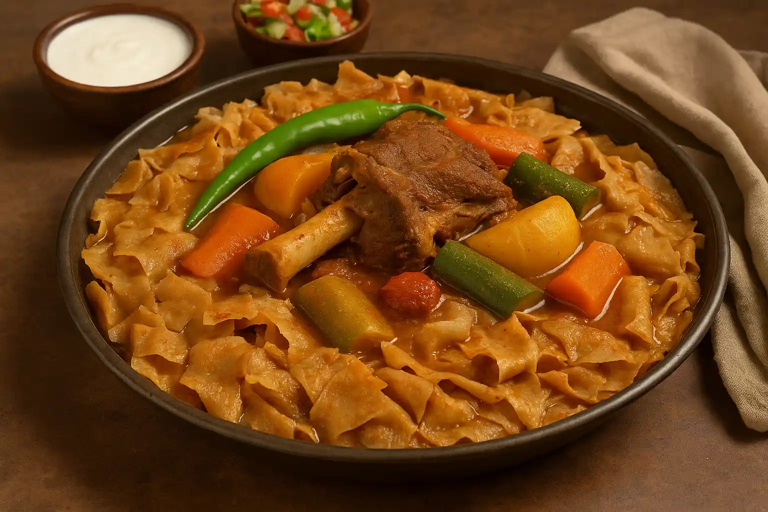 🫓 القرصان السعودي – خبز نجدي رقيق يُطهى بالمرق ليصبح وجبة كاملة غنية بالنكهة والتراث