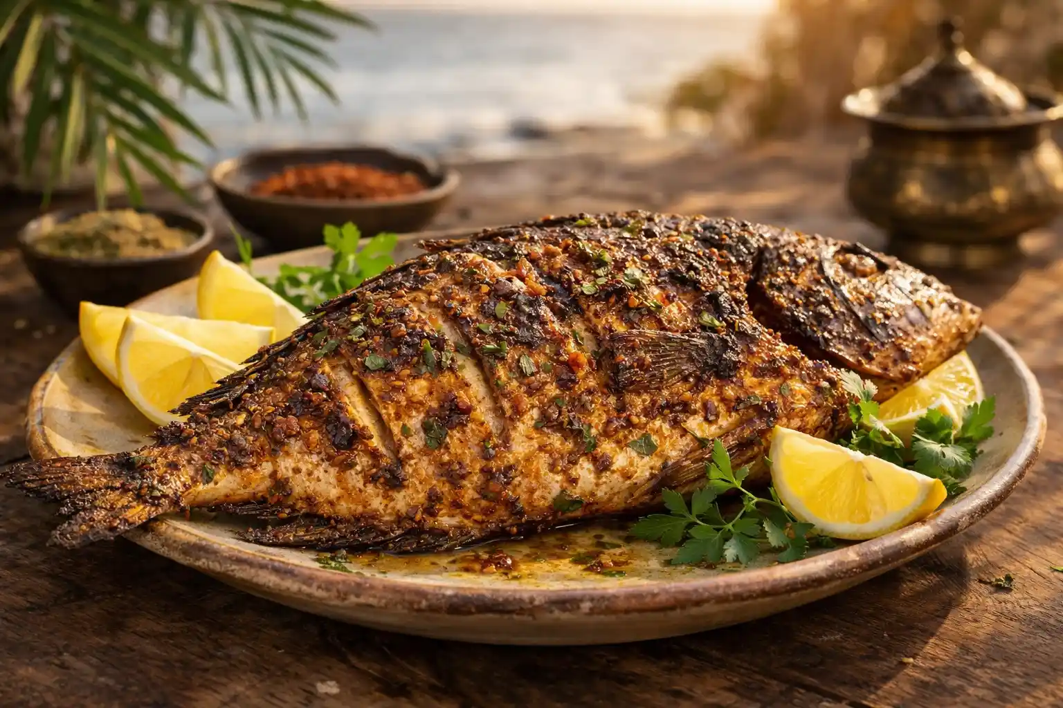 السمك الإماراتي المتبل والمشوي: نكهة بحرية أصيلة مستوحاة من سواحل الخليج