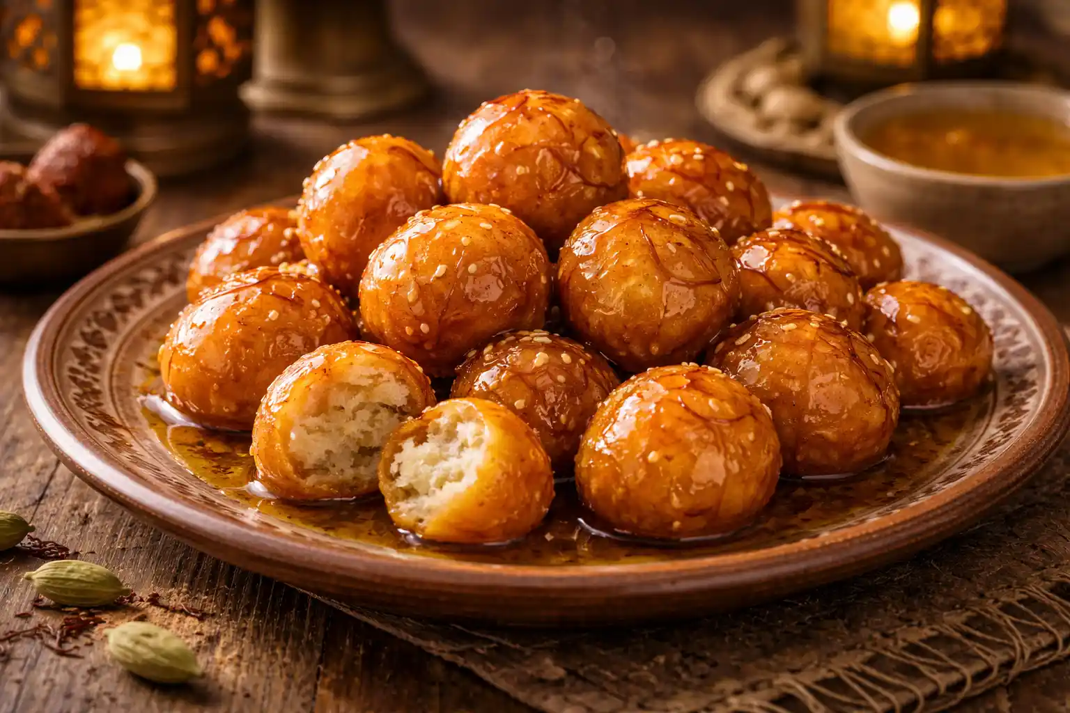 اللقيمات القطرية – ذهبية مقرمشة بالشيرة والزعفران