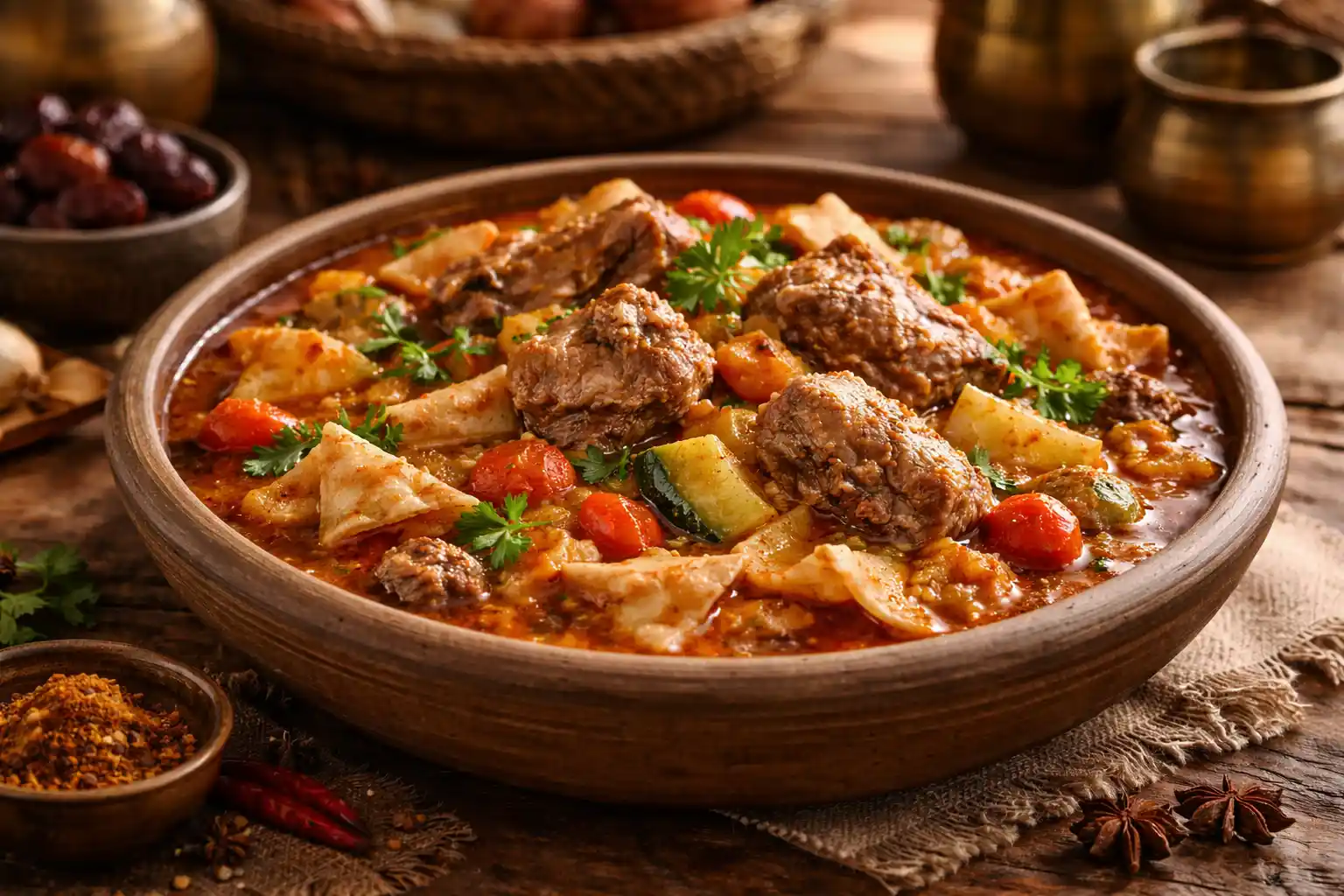 المرقوق أو الثريد… طبق بدوي أصيل يجمع العجين واللحم في مرق واحد دافئ