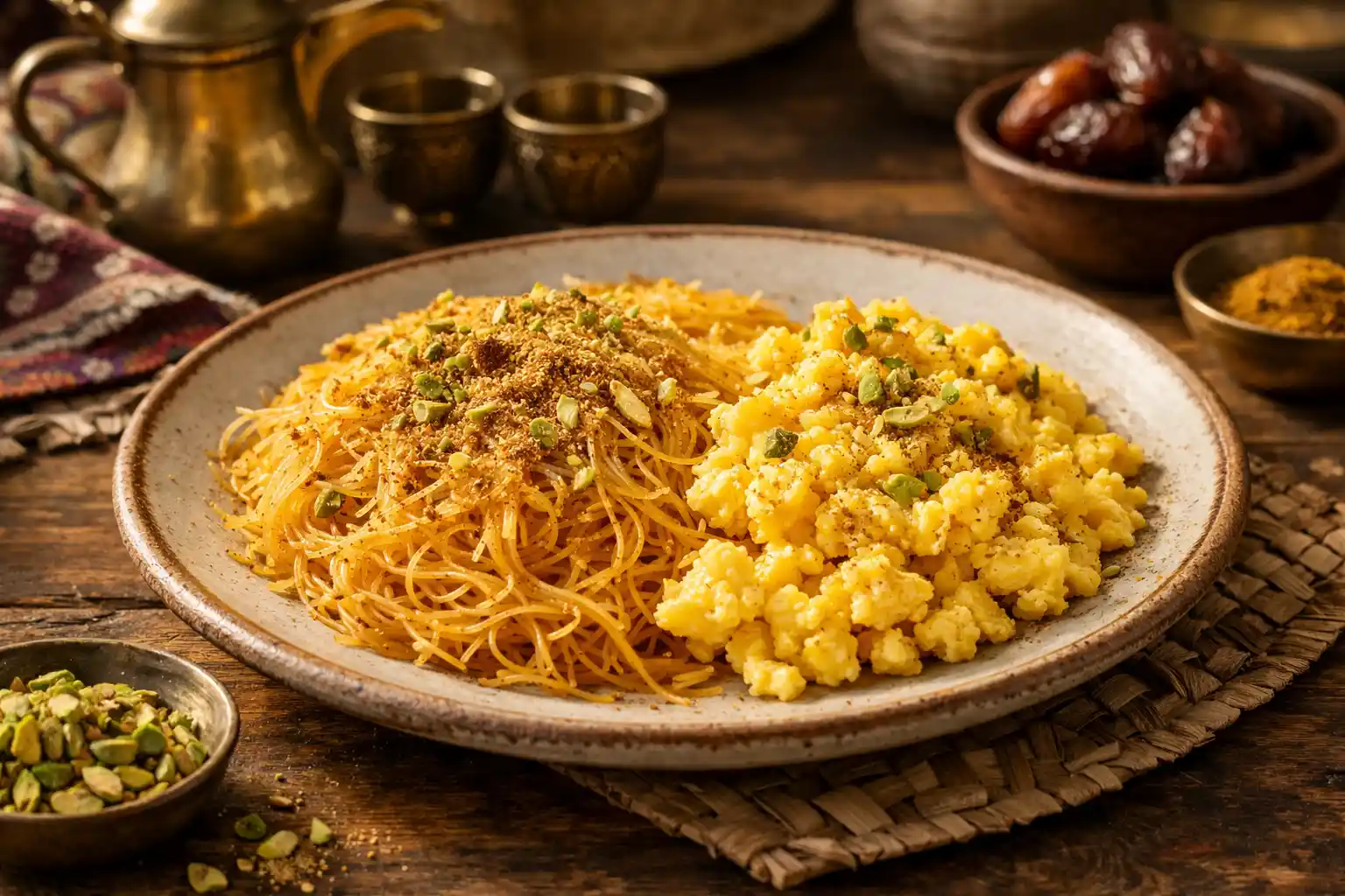 عيش بلاليط القطري – مزيج الشعيرية المحلاة والبيض المتبل: حين يتصافح الحلو والمالح على مائدة واحدة