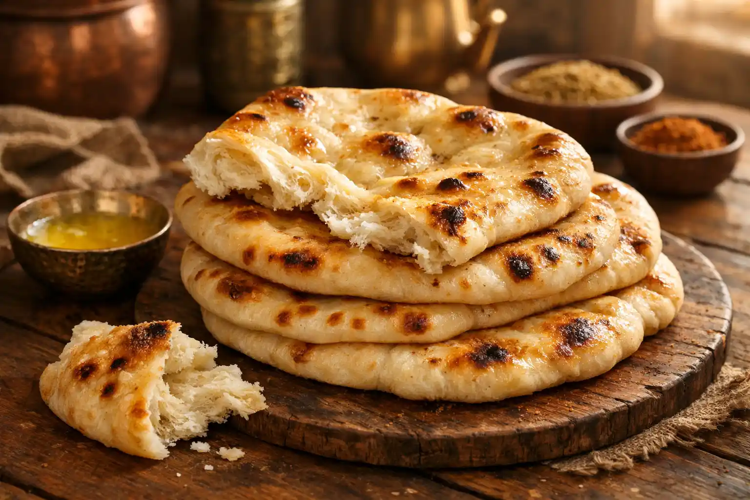 نان هندي طازج: خبز تقليدي يُخبز في التنور ويُرافق أشهر الأطباق الهندية