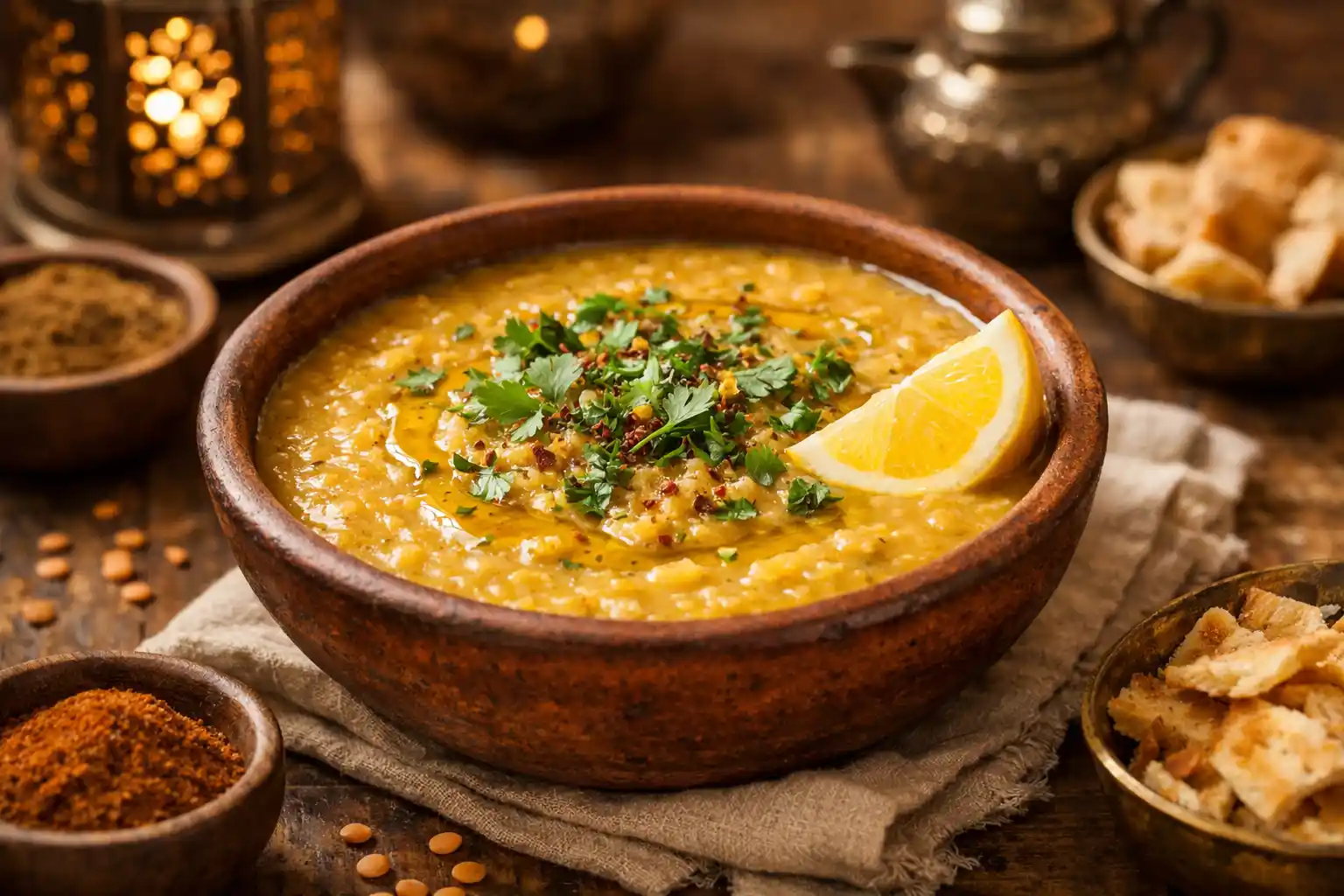 🍲 شوربة العدس الرمضانية – بداية دافئة لشهر الخير