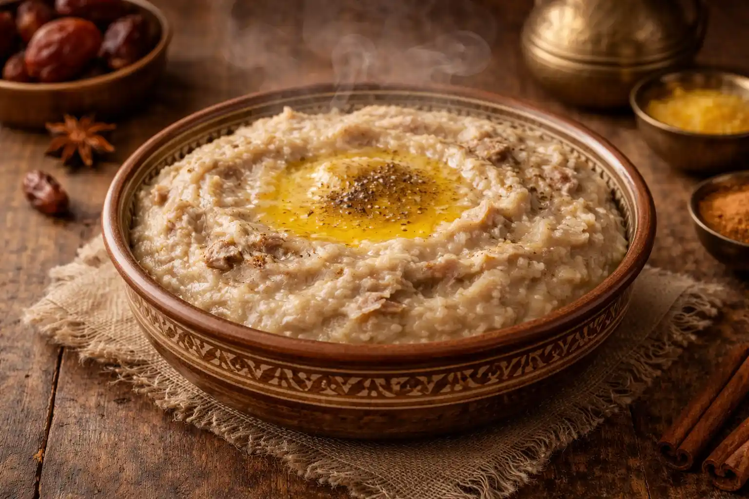 الهريس السعودي: قمح مهروس باللحم بنكهة التراث الرمضاني الأصيل