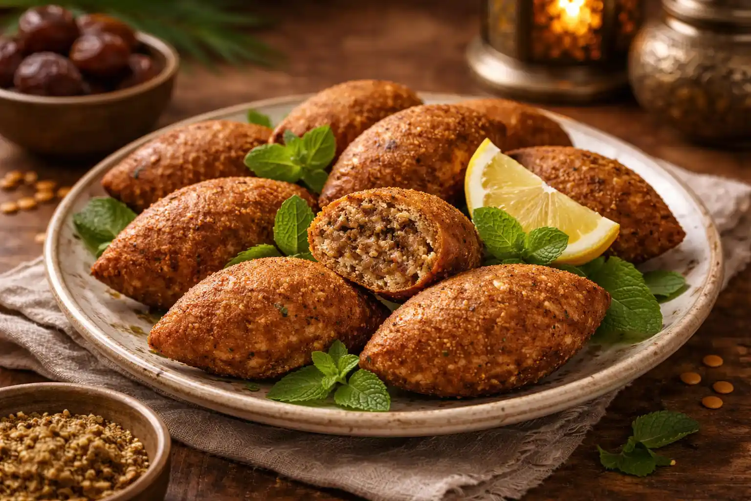 🥩 الكبة باللحم والبرغل – طبق شعبي رمضاني بامتياز