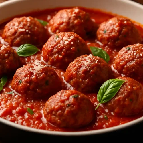 🍝 كرات اللحم الإيطالية (Italian Meatballs) – مزيج الأعشاب والبارميزان بلمسة المارينارا