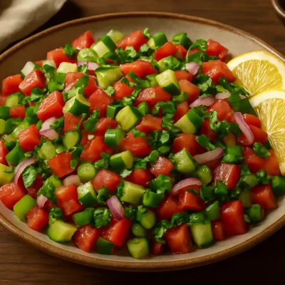 🥗 سلطة شوبان التركية (Çoban Salatası) – سلطة ريفية منعشة بنكهة البحر الأبيض المتوسط